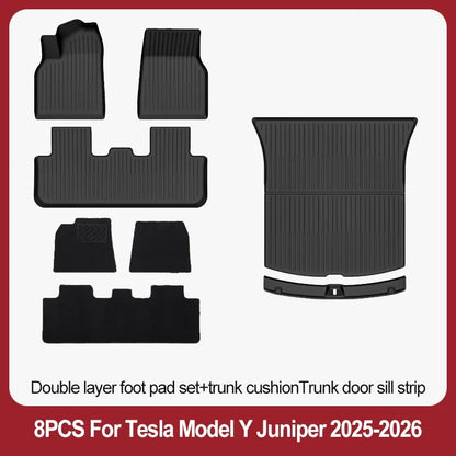 TPE Floor Mats & Luggage Mat for Tesla Model Y Juniper Premium / Performance (2025+) | All-Weather Set
