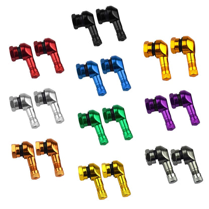 90 Degree CNC Motorcycle Tire Valve Stems | Leak-proof 2-Piece Set for Bikes and Scooters