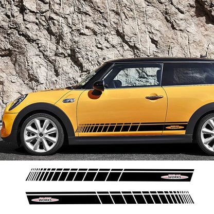 JCW Door Side Skirt Stripe Decal for Mini Cooper | 2-Piece Vinyl Decoration Kit