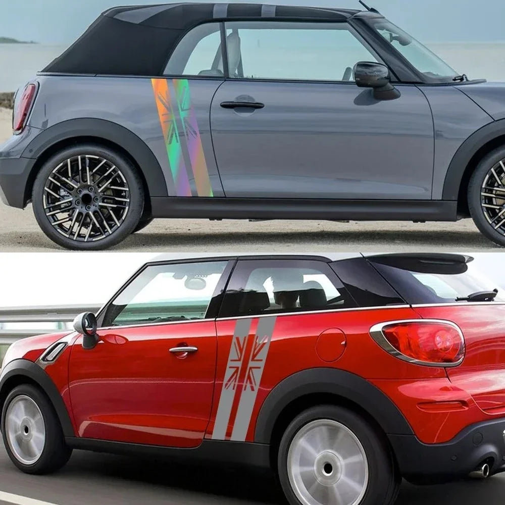 Union Jack Door Side Stripe Decal for Mini Cooper S (R55, R56, F55, F54, F60, R57, R59) | England Flag Vinyl