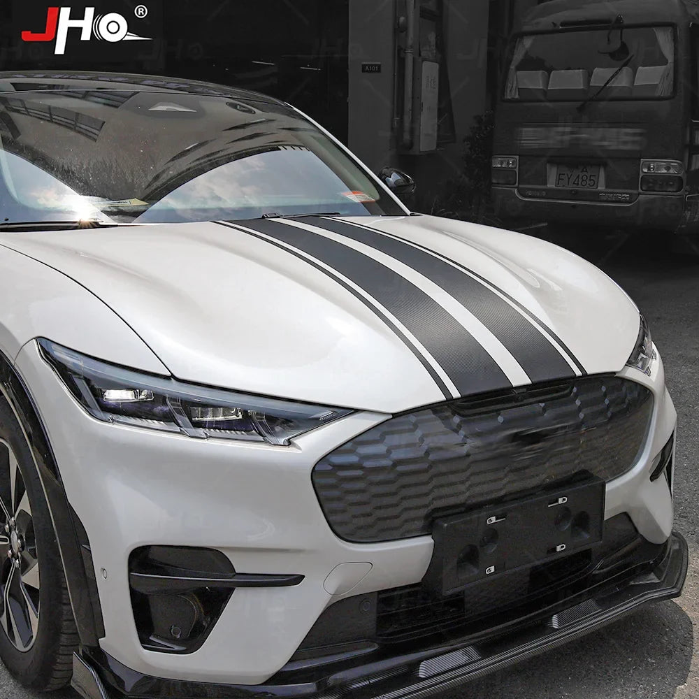 Ford Mustang Mach-E Hood & Body Stripe Decal Kit – 3D Carbon Fiber Vinyl (2021–2023)