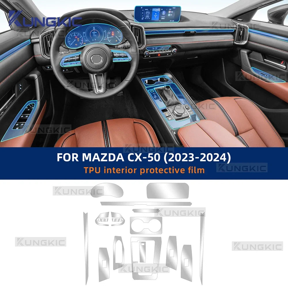 For Mazda CX-50 2023 2024 TPU Center Console Dashboard Protector Film