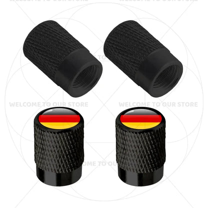 4Pcs Aluminum Tire Valve Caps with Germany France Italy Flag Emblems
