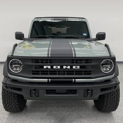 Matte Black Double Stripe Hood Scoop Decal for Ford Bronco (2021–2023) | Personalized Vinyl Overlay