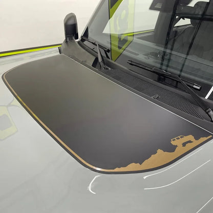 Retro Matte Topo Map & Compass Hood Decal | Off-Road Mountain Blackout Vinyl Wrap Sticker