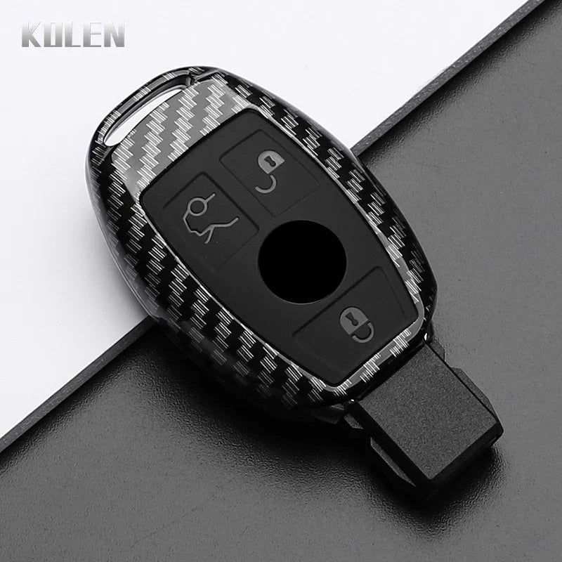 ABS Carbon Fiber Style Car Key Case Cover For Mercedes Benz A B C E Class GLS GLA GLK GLC CLS CLA AMG W204 W205 W212 W463 W176