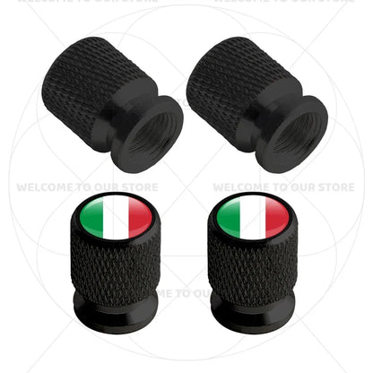 4Pcs Aluminum Tire Valve Caps with Germany France Italy Flag Emblems