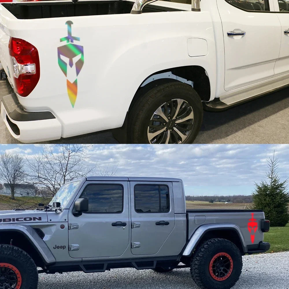 Shield & Sword Bed Side Decal for Jeep Gladiator JT | Vinyl Trunk Graphic Sticker