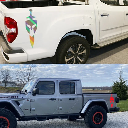 Shield & Sword Bed Side Decal for Jeep Gladiator JT | Vinyl Trunk Graphic Sticker