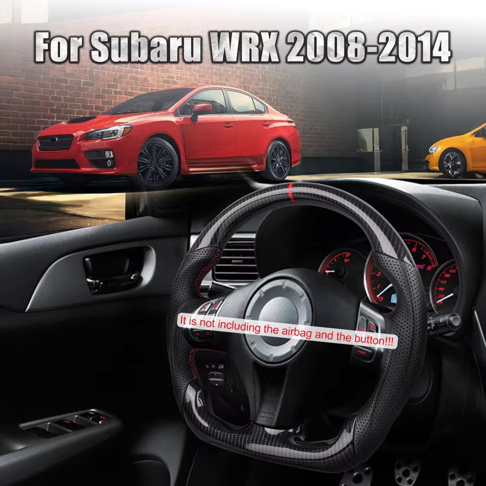 GEN PERFORMANCE Hydro-Dip Carbon Fiber Steering Wheel for Subaru WRX 2008-2014 – Flat Bottom Racing Design