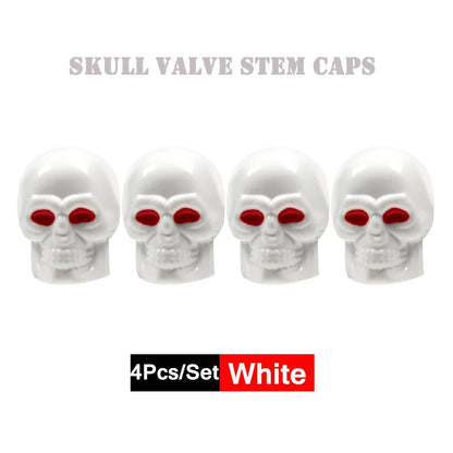 DSYCAR 4Pcs Skull Tire Valve Caps | Universal Dustproof Stem Caps
