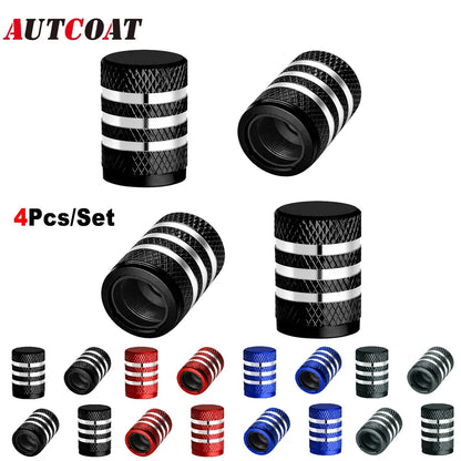 4PCS Metal Tire Valve Stem Caps with Plastic Liner | Leak-Proof, Corrosion Resistant