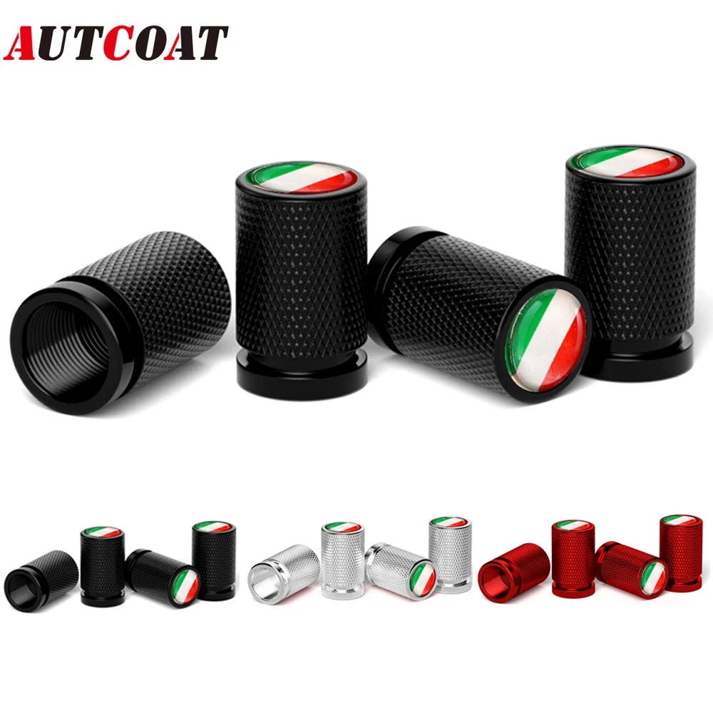 4Pcs Italy Flag Aluminum Alloy Valve Stem Caps