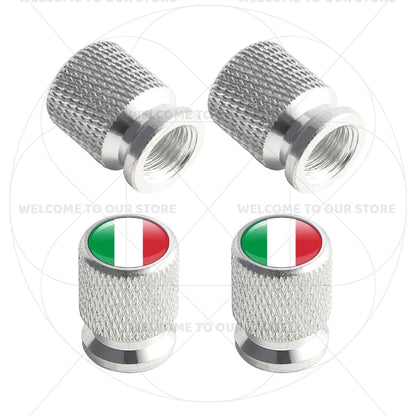 4Pcs Aluminum Tire Valve Caps with Germany France Italy Flag Emblems