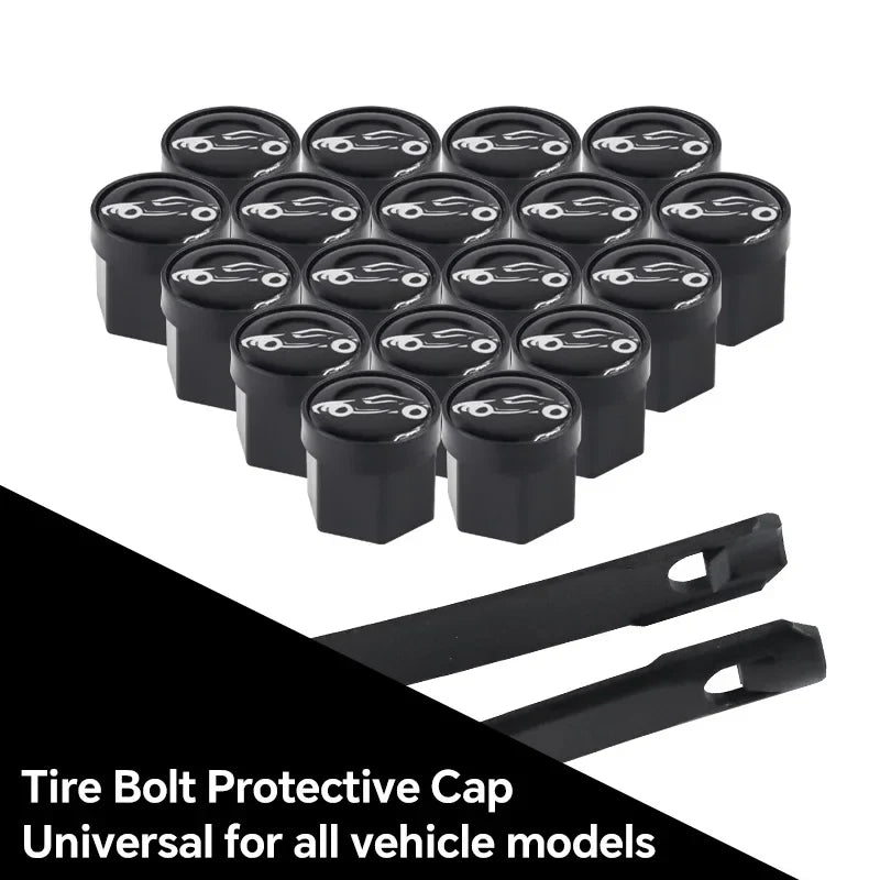 20Pcs Universal Black Car Wheel Hub Nut Protective Caps | ABS Rust Proof Waterproof Tire Nut Covers