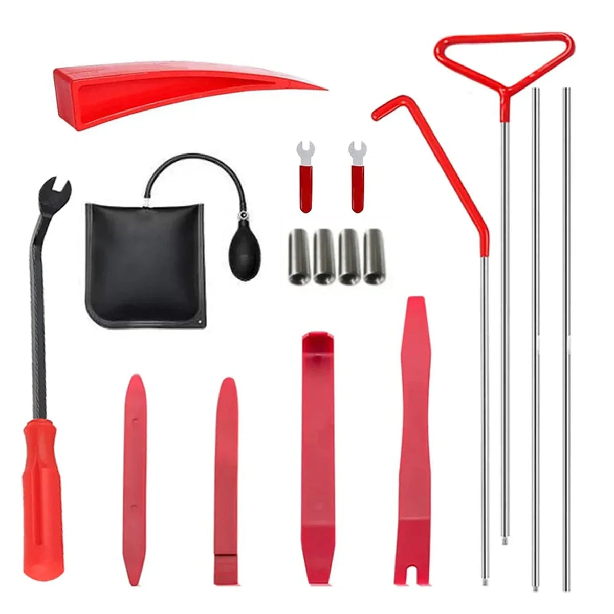 Car Door Tool Kit with Air Wedge Pump and Long Reach Grabber