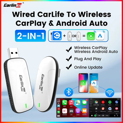 Wireless CarPlay Android Auto Adapter for Factory Wired CarLife