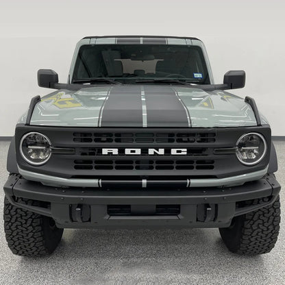 Matte Black Double Stripe Hood Scoop Decal for Ford Bronco (2021–2023) | Personalized Vinyl Overlay