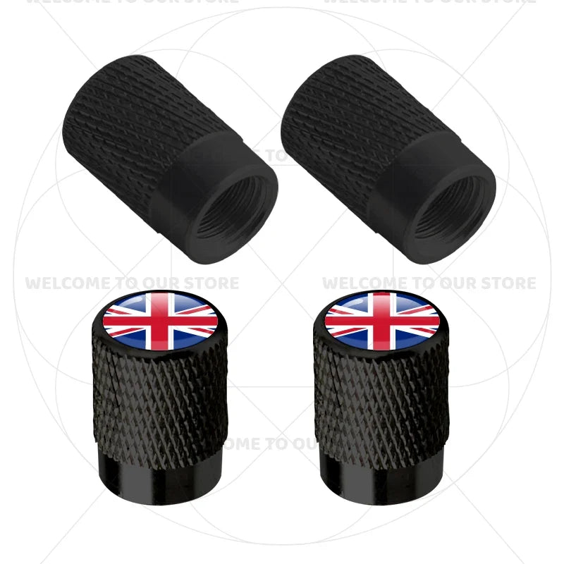 Aluminum Tire Valve Caps Sweden Union Jack Flag 4 Pcs