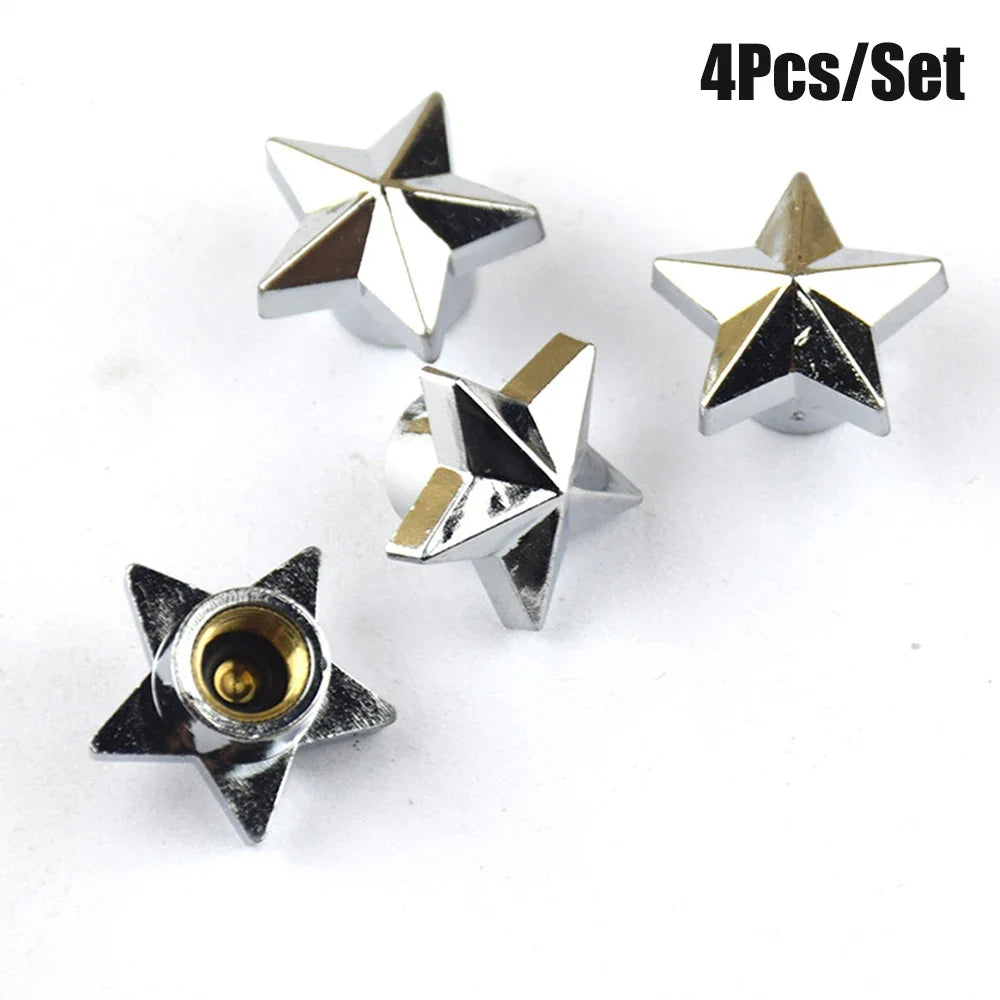 Pentagram Tire Valve Stem Caps 4-Pack | Universal Dust Covers for Schrader Valves