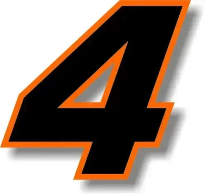 Custom Race Number Vinyl Sticker – Square Font, Black & Orange Border | 5 Sizes, Digits 0–9