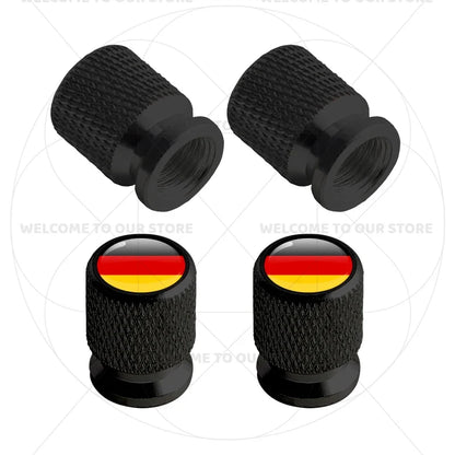 4Pcs Aluminum Tire Valve Caps with Germany France Italy Flag Emblems
