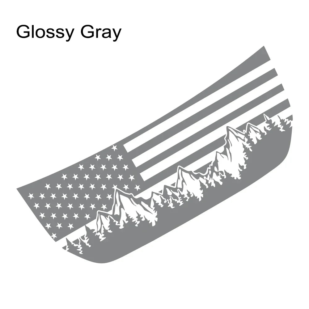 USA Flag Mountain & Tree Hood Bonnet Decal for Ford Bronco | Styling Vinyl Sticker