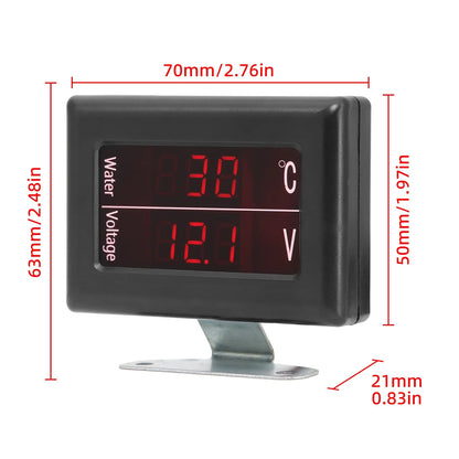 12V 24V Universal Digital Water Temperature Gauge Voltage Voltmeter Gauge for Car + Water Temperature Sensor Head Plug 10MM