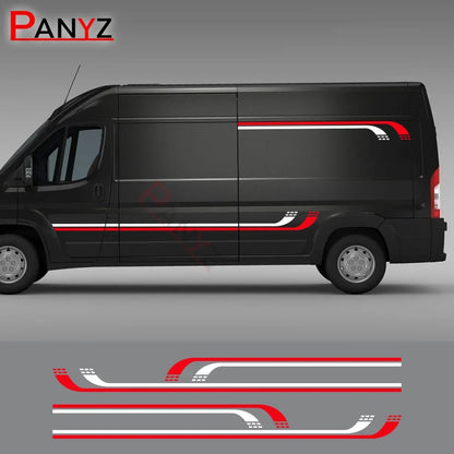 Camper Van Door & Waistline Graphic Decal for Fiat Ducato / Peugeot Boxer / Citroen Relay | 4-Piece Vinyl Kit
