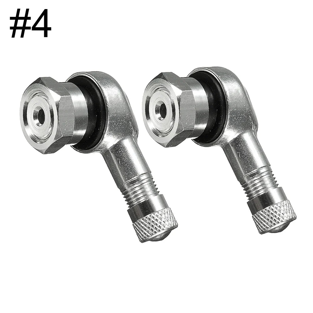 90 Degree CNC Motorcycle Tire Valve Stems | Leak-proof 2-Piece Set for Bikes and Scooters