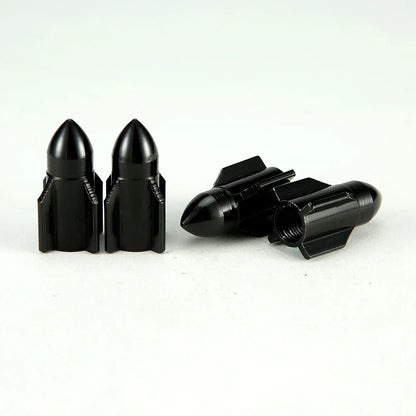 Aluminum Rocket Tire Valve Caps Set of 4 | Car and Motorcycle Alloy Valve Stem Covers