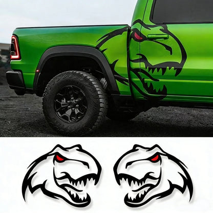 Ferocious Dinosaur Head Body Decal – Large Format Vinyl Sticker for Dodge Challenger & RAM TRX | Both Sides, Black