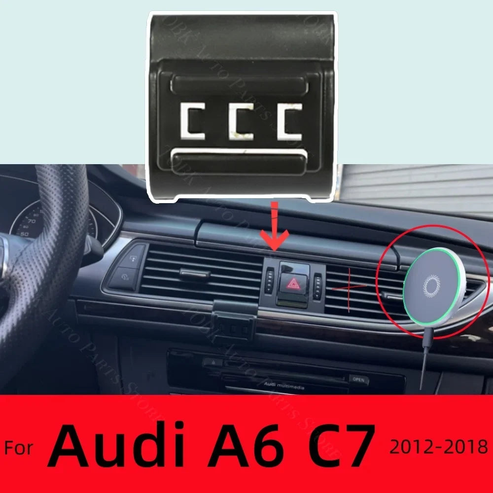 Magnetic Car Phone Holder for Audi A6 C7 Sedan 2012-2018 Wireless Charging