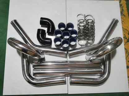 Universal 2.5" Aluminium Turbo Intercooler Piping Kit with Silicone Couplers, U-Pipe & Stainless Steel T-Bolt Clamps