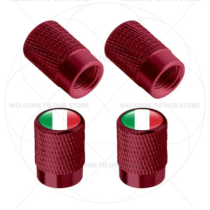 4Pcs Aluminum Tire Valve Caps with Germany France Italy Flag Emblems