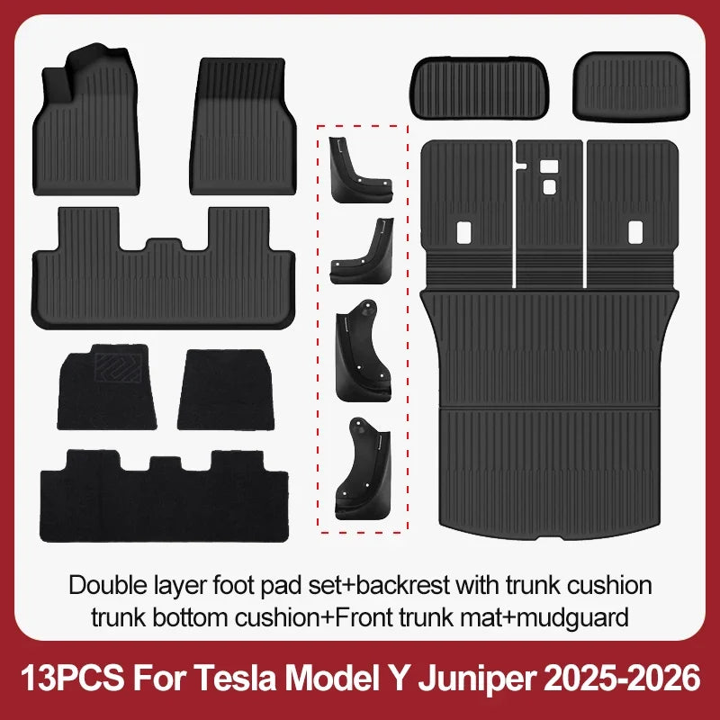 TPE Floor Mats & Luggage Mat for Tesla Model Y Juniper Premium / Performance (2025+) | All-Weather Set
