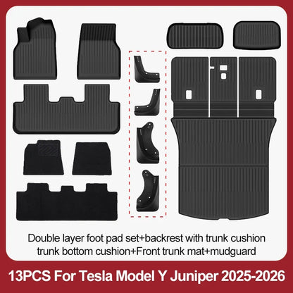 TPE Floor Mats & Luggage Mat for Tesla Model Y Juniper Premium / Performance (2025+) | All-Weather Set