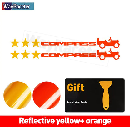 Jeep Compass Willy Edition Star Decal Kit – Reflective Vinyl | Hood, Trunk & Door Pillar (2 Pcs)