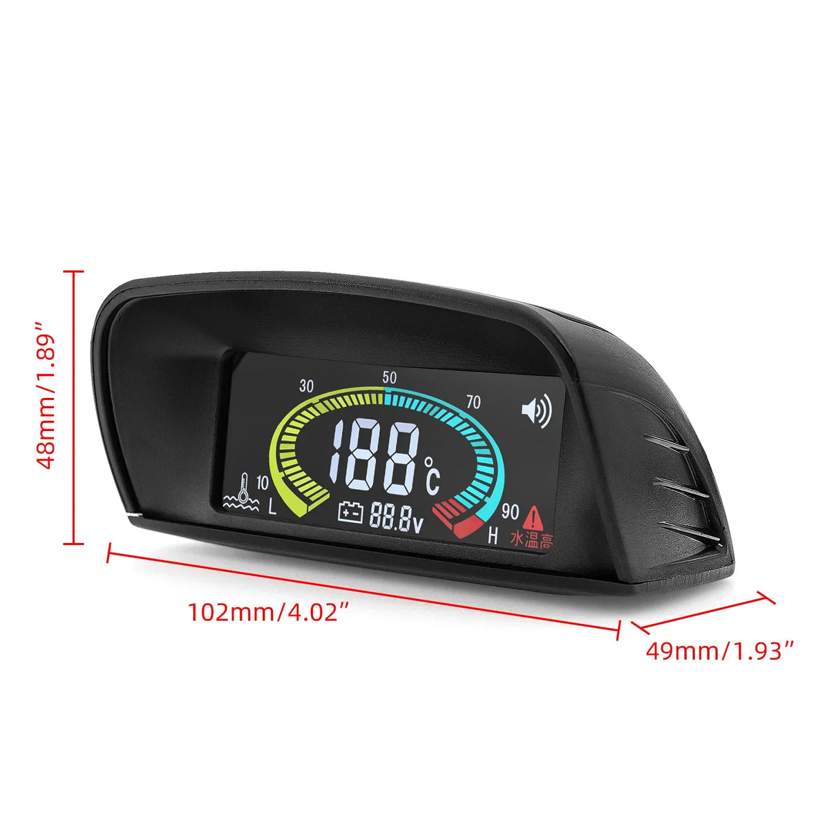 HD Universal Water Temperature Voltmeter Gauge | 2 in 1 Digital Car Gauge with Temp Sensor 10mm