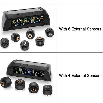 4/6 Sensors TPMS Tire Pressure Monitoring System | Solar Wireless Car Tire Pressure Monitor