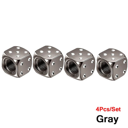 AUTCOAT Aluminum Tire Valve Caps | Dice Wheel Stem Dust Cover for Car Truck Motorcycle Bike