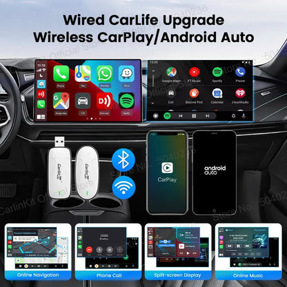 Wireless CarPlay Android Auto Adapter for Factory Wired CarLife