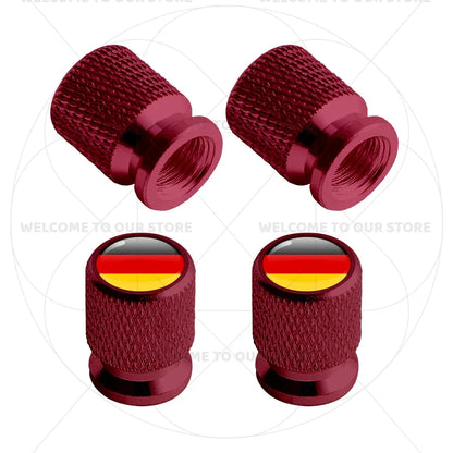 4Pcs Aluminum Tire Valve Caps with Germany France Italy Flag Emblems