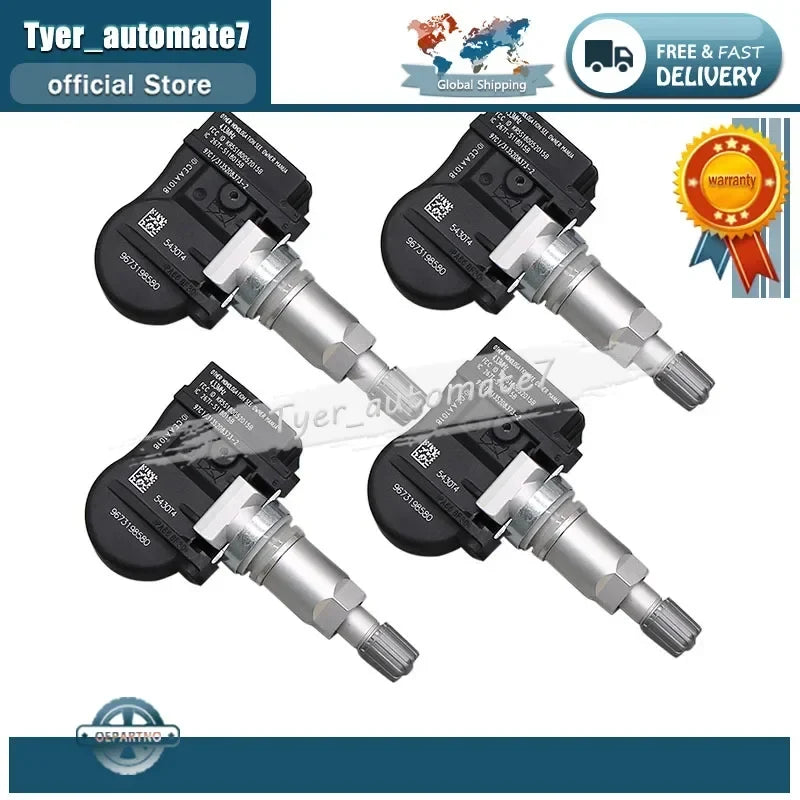 4Pcs TPMS Tire Pressure Sensor 433MHz 9673198580 | For Citroen C4 C5 C6 C8 Peugeot 207 307 407 508 607 807 1007