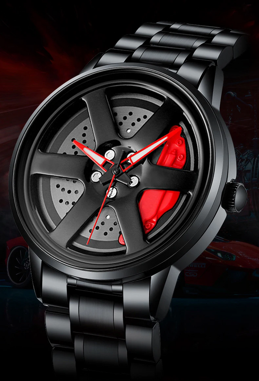 GEN PERFORMANCE Rotating Wheel Hub Quartz Watch – Leather or Stainless Steel Band – 3ATM Water Resistant