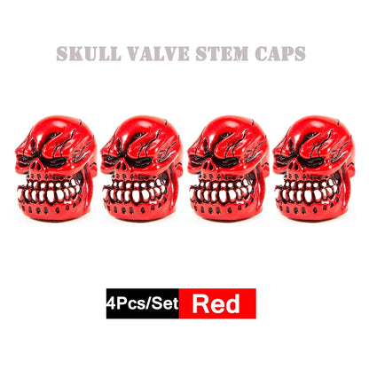 DSYCAR 4Pcs Skull Tire Valve Caps | Universal Dustproof Stem Caps