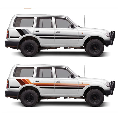 Tri-Color Waistline Stripe Decal for Toyota Land Cruiser 80 LC80 (1994–1997) | Blackout Vinyl Graphics