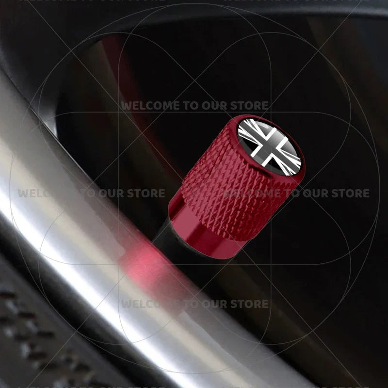Aluminum Tire Valve Caps Sweden Union Jack Flag 4 Pcs
