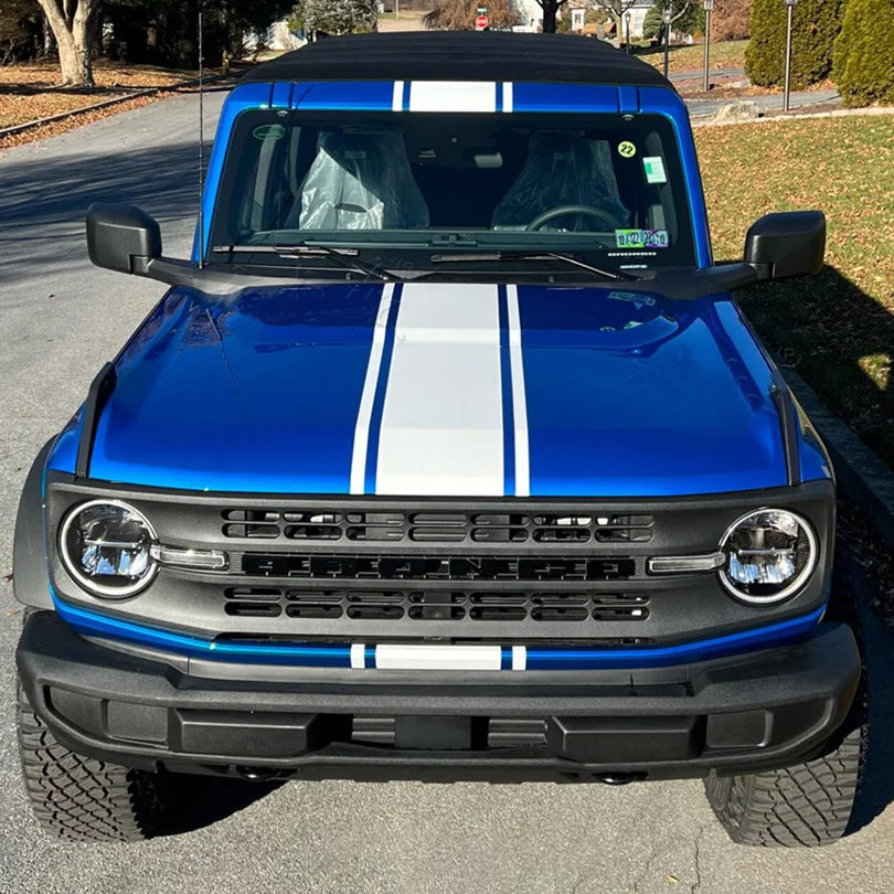 Matte Black Double Stripe Hood Scoop Decal for Ford Bronco (2021–2023) | Personalized Vinyl Overlay