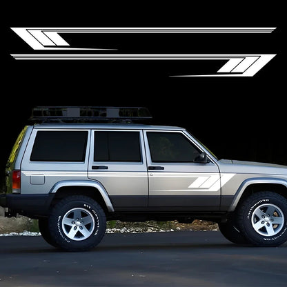 Jeep Cherokee XJ Retro Hockey Stick Racing Side Stripe Decal – Body Door & Side Skirt Vinyl (2 Pcs) | 8 Finishes